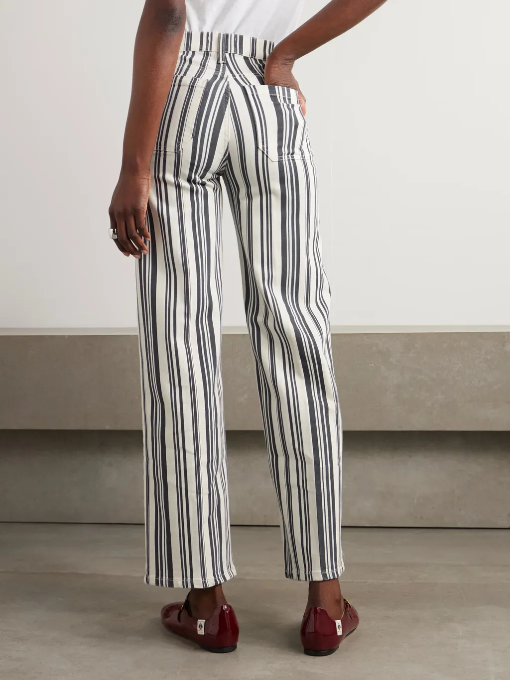 Striped High Waist Wide Leg Casual Pants