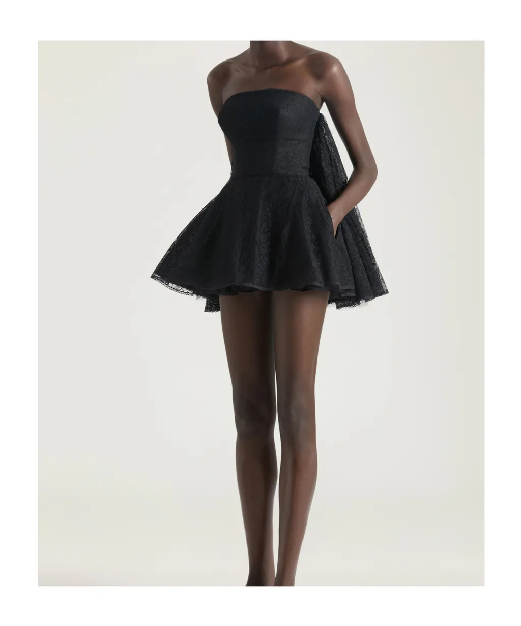 Mini Bustier Dress In Lace With Cape