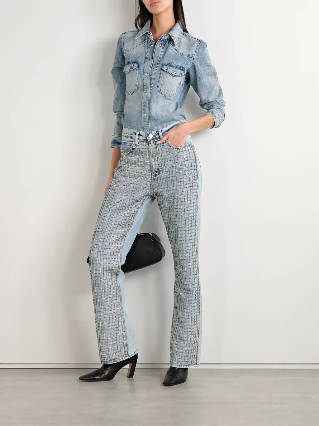Crystal-Embellished High-Rise Jeans