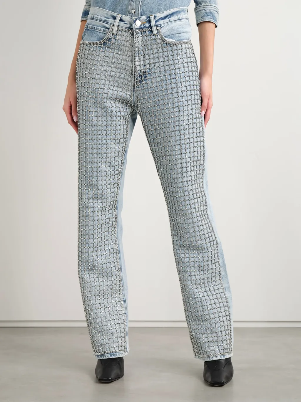 Crystal-Embellished High-Rise Jeans