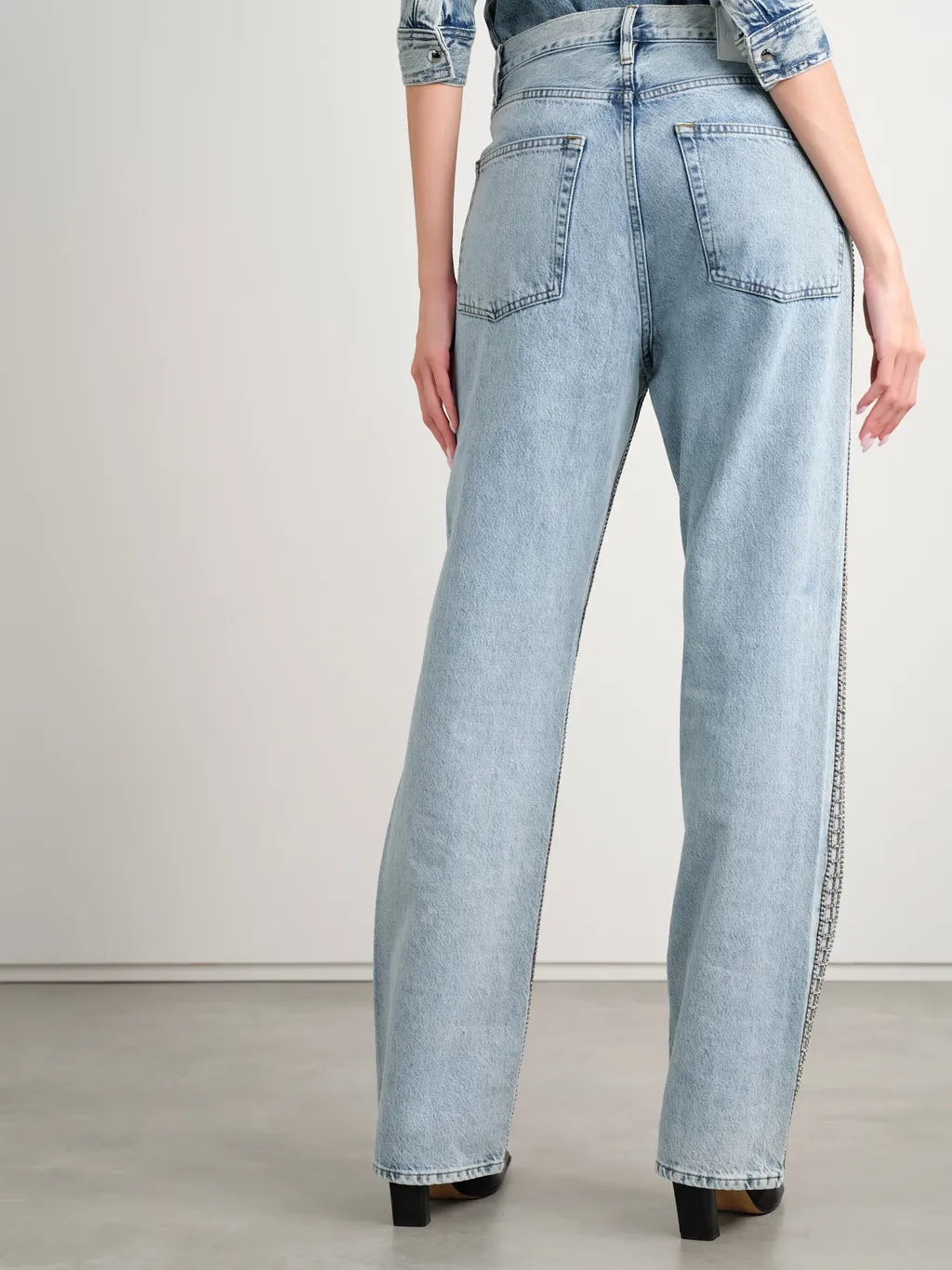 Crystal-Embellished High-Rise Jeans