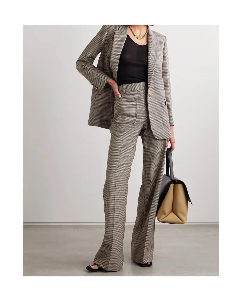 Houndstooth Single-Breasted Suit Jacket