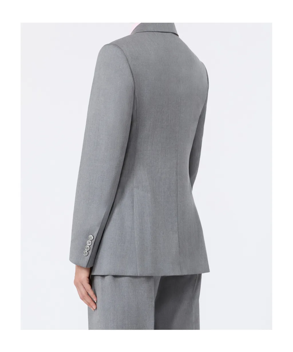Double-Breasted Wool Twill Blazer - Medium Grey