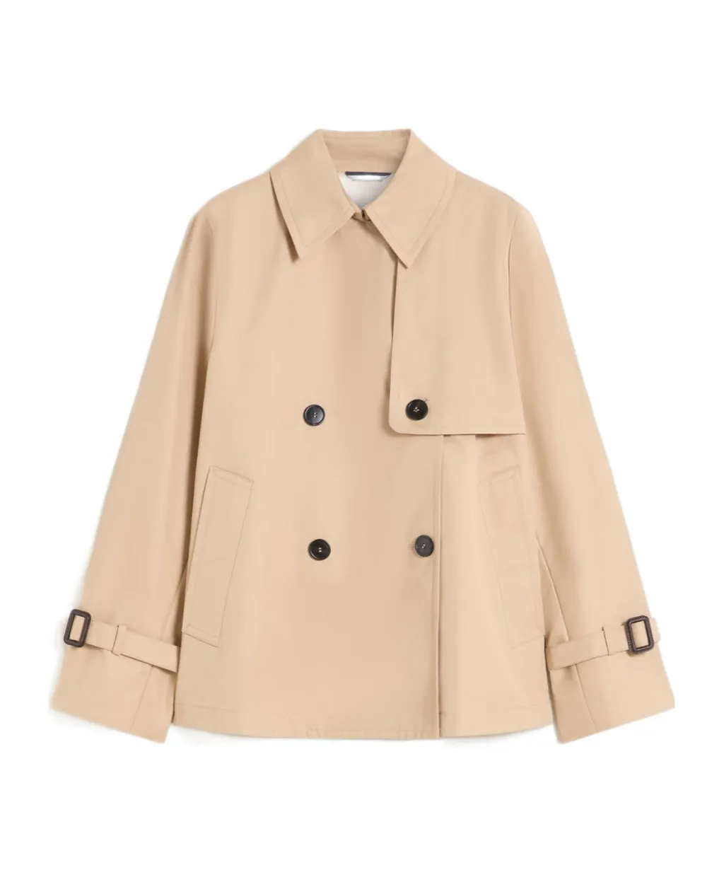 Short Waterproof Twill Trench Coat