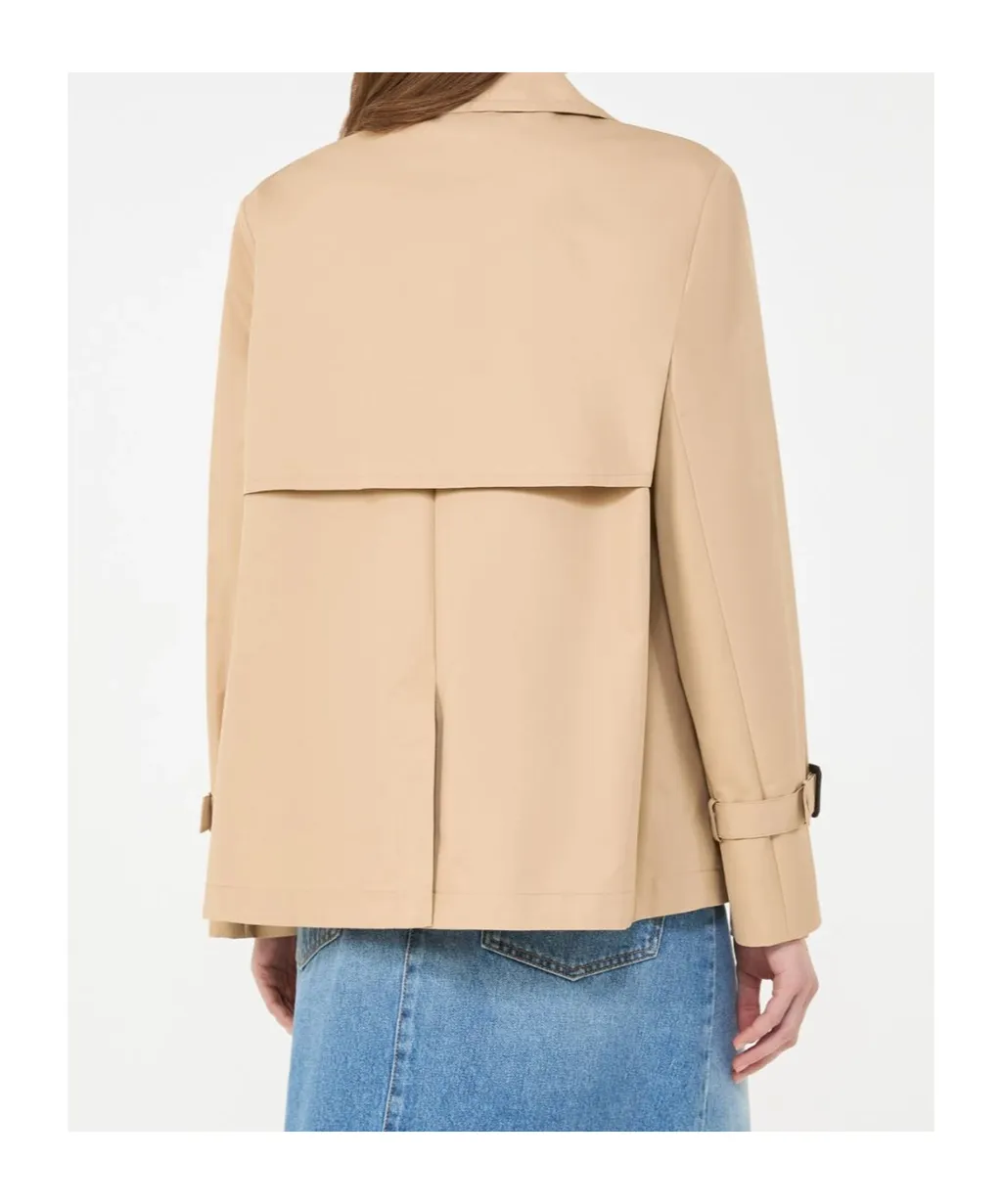 Short Waterproof Twill Trench Coat