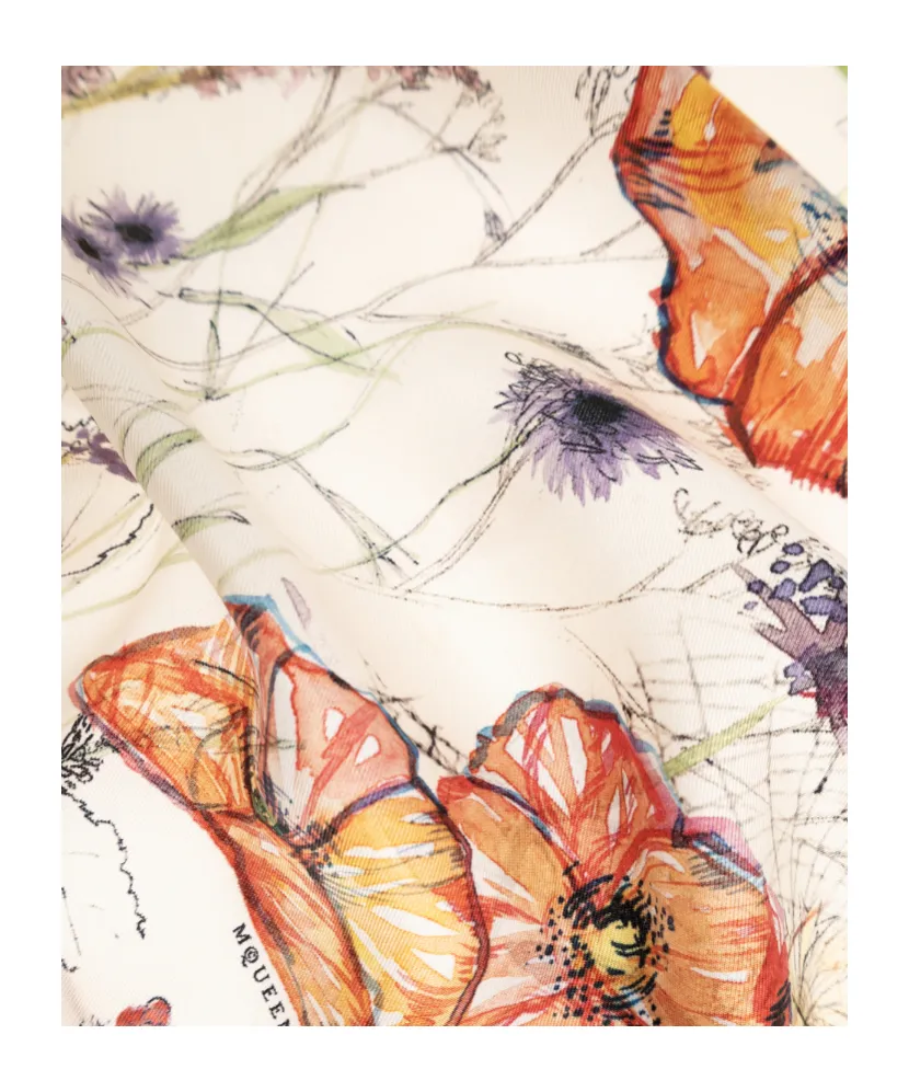 Alexander Mcqueen Floral Print Scarf