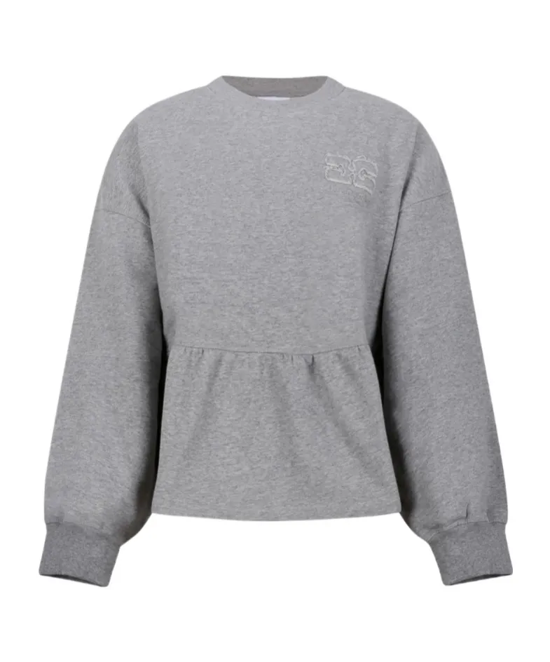 Ganni Peplum Hem Crewneck Sweatshirt