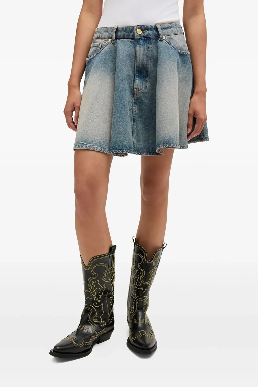 Ganni Tint Rigid Denim Skirt