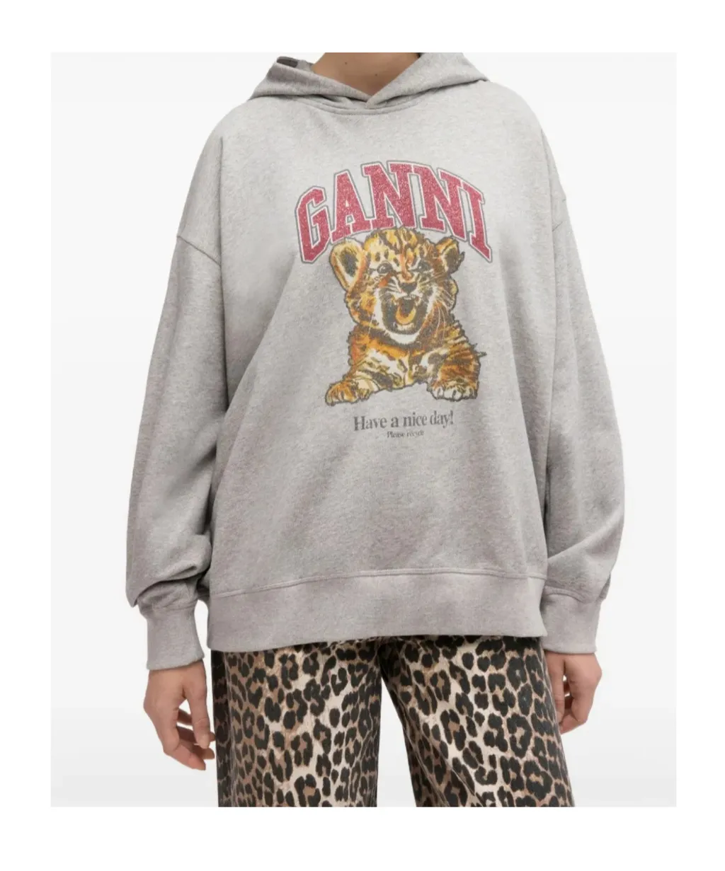 Ganni Baby Tiger Printed Hoodie