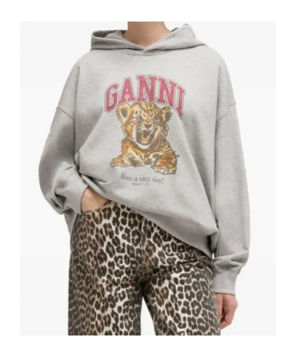 Ganni Baby Tiger Printed Hoodie