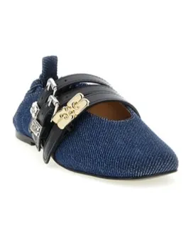 Ganni Sue Triple Denim Ballerinas
