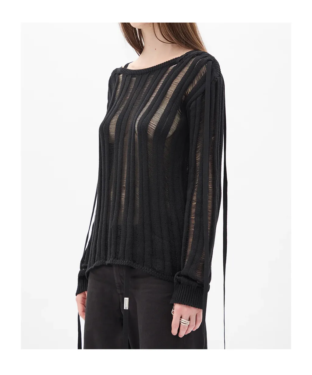 Ribbon-Decorated Tie Sweater