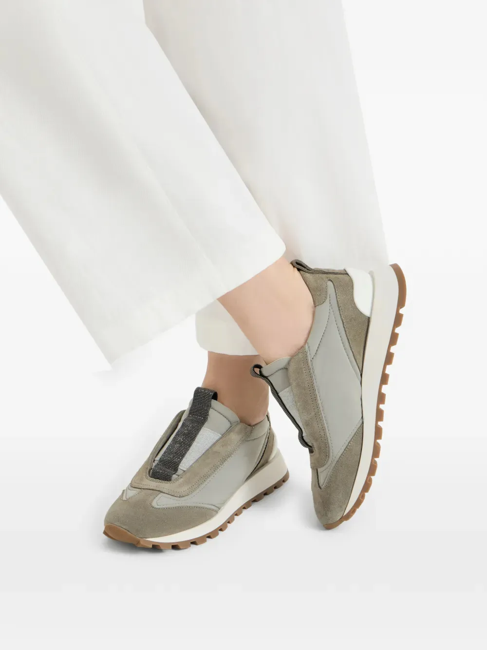 Brunello Cucinelli Monili Detailed Slip-On Sneakers