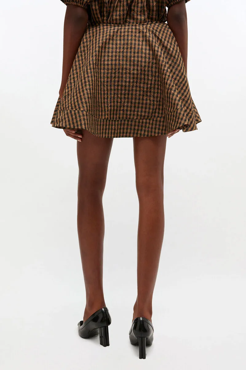 Ganni Crinkled Check Mini Circle Skirt