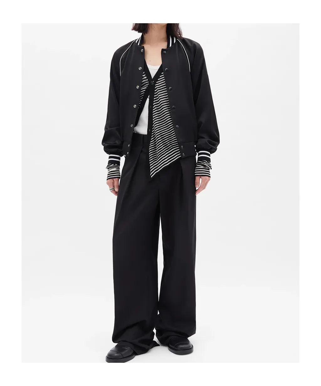Wide-Leg Pleated Casual Pants