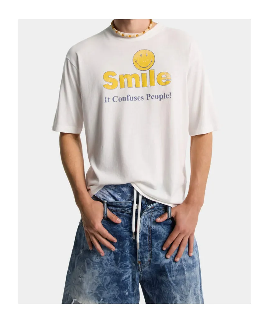Dsquared2 X Smiley Dyed Destroyed Loose Fit T-Shirt