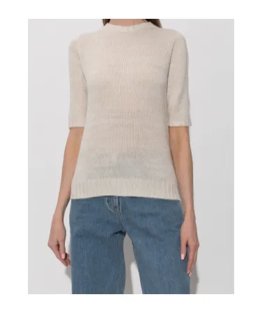 Crew Neck Short-Sleeved Knit Sweater
