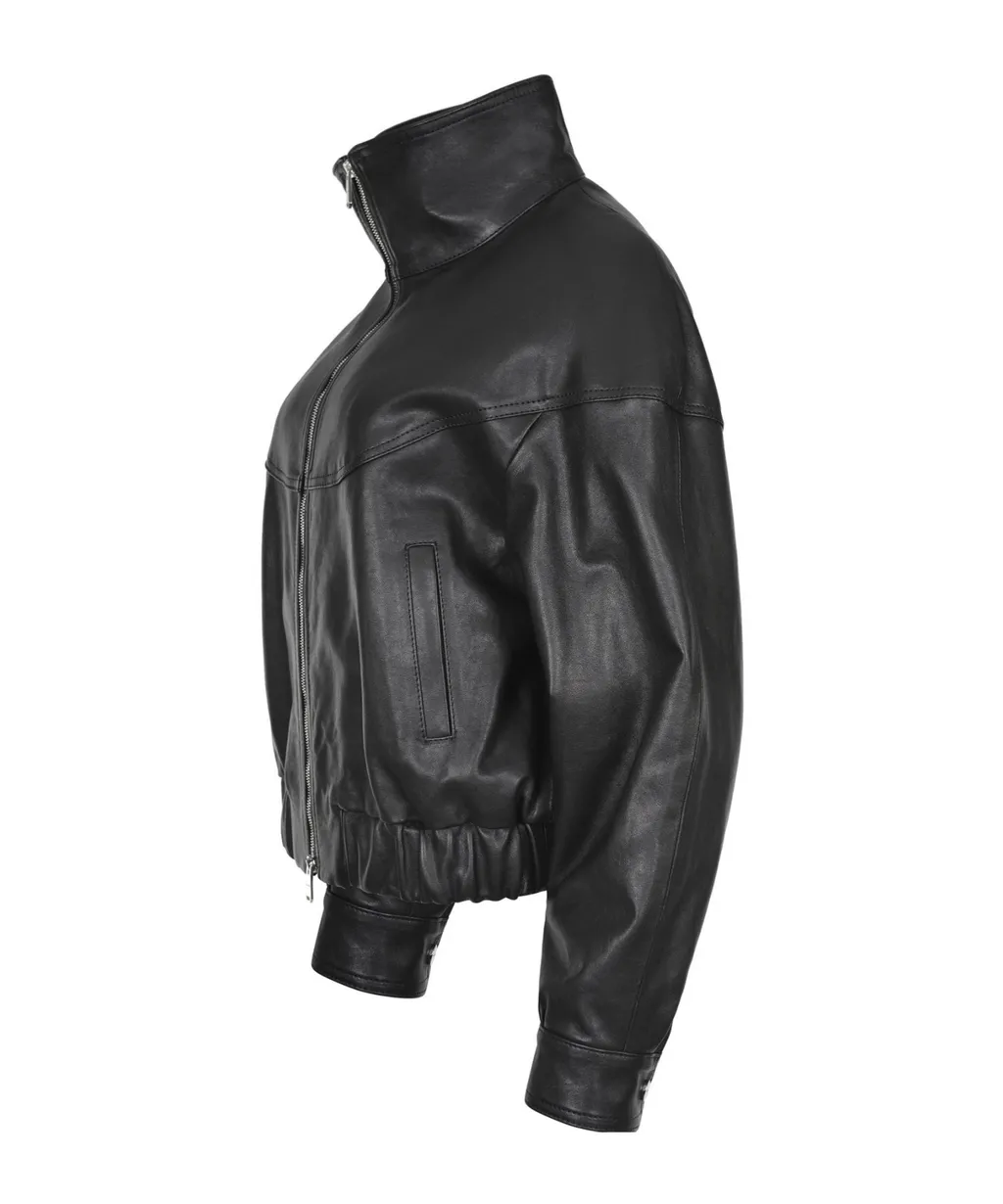 Dondup High Collar Leather Jacket