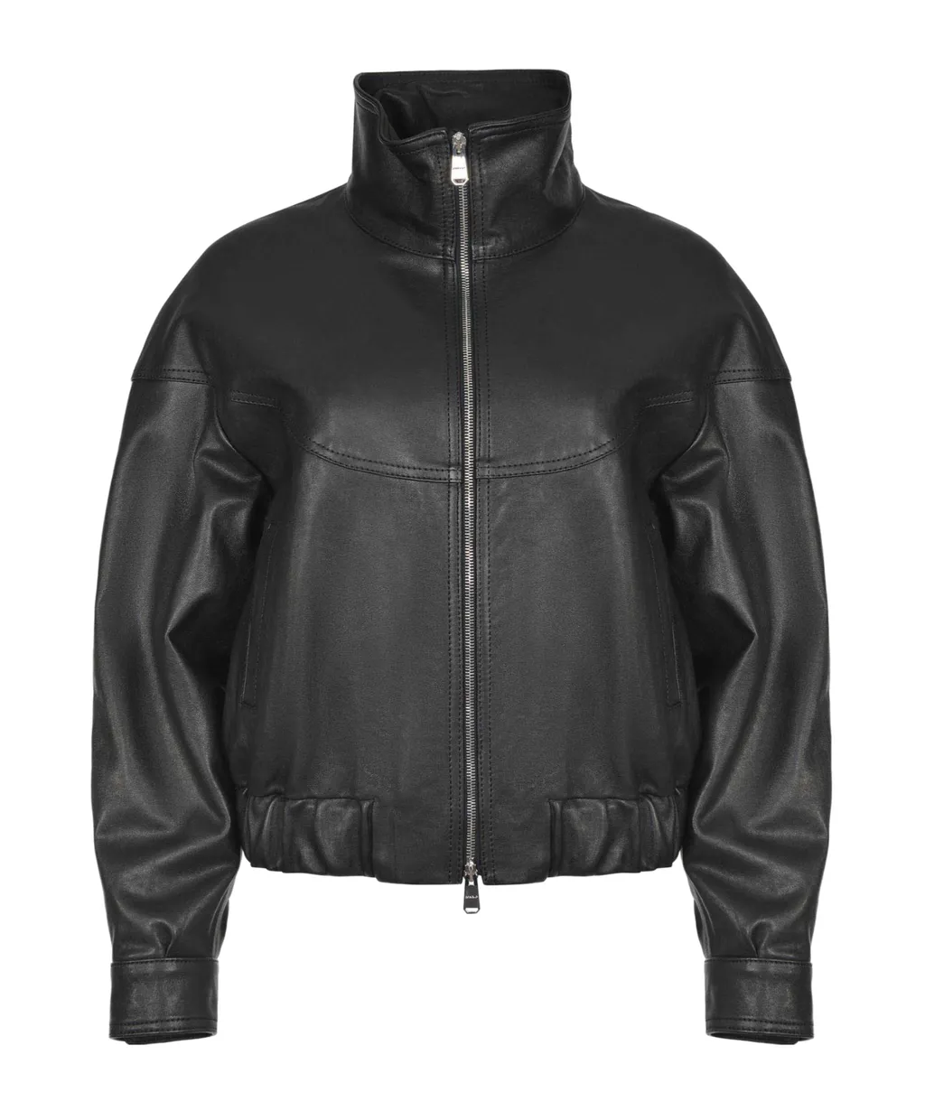 Dondup High Collar Leather Jacket