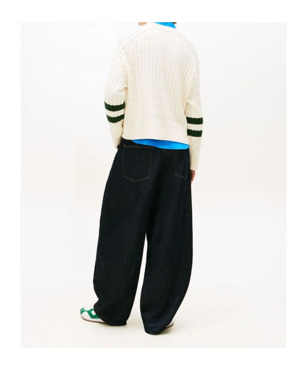 Logo Embroidery Relaxed Cable Knit Jumper