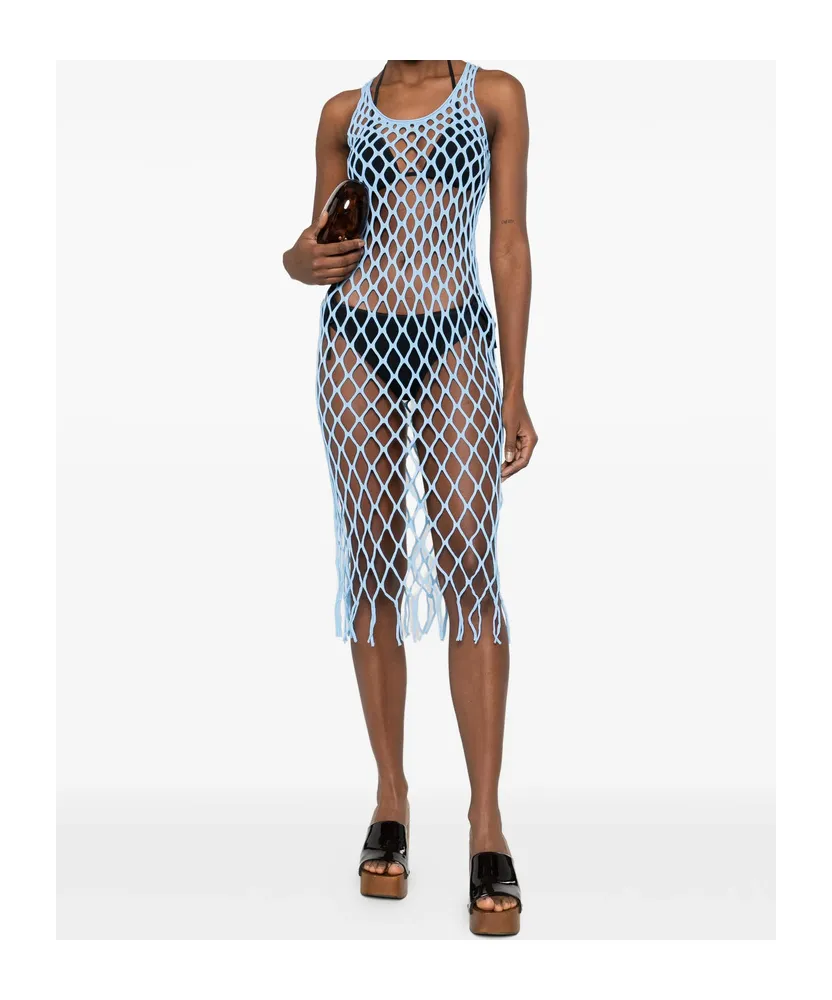 Christopher Esber Open-Knit Fringed Sleeveless Dress