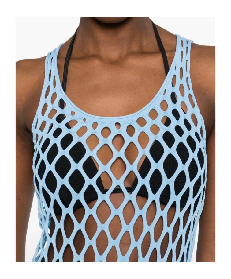 Christopher Esber Open-Knit Fringed Sleeveless Dress