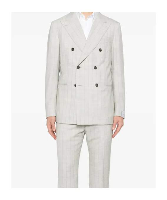 Norma Double-Breasted Check-Pattern Suit