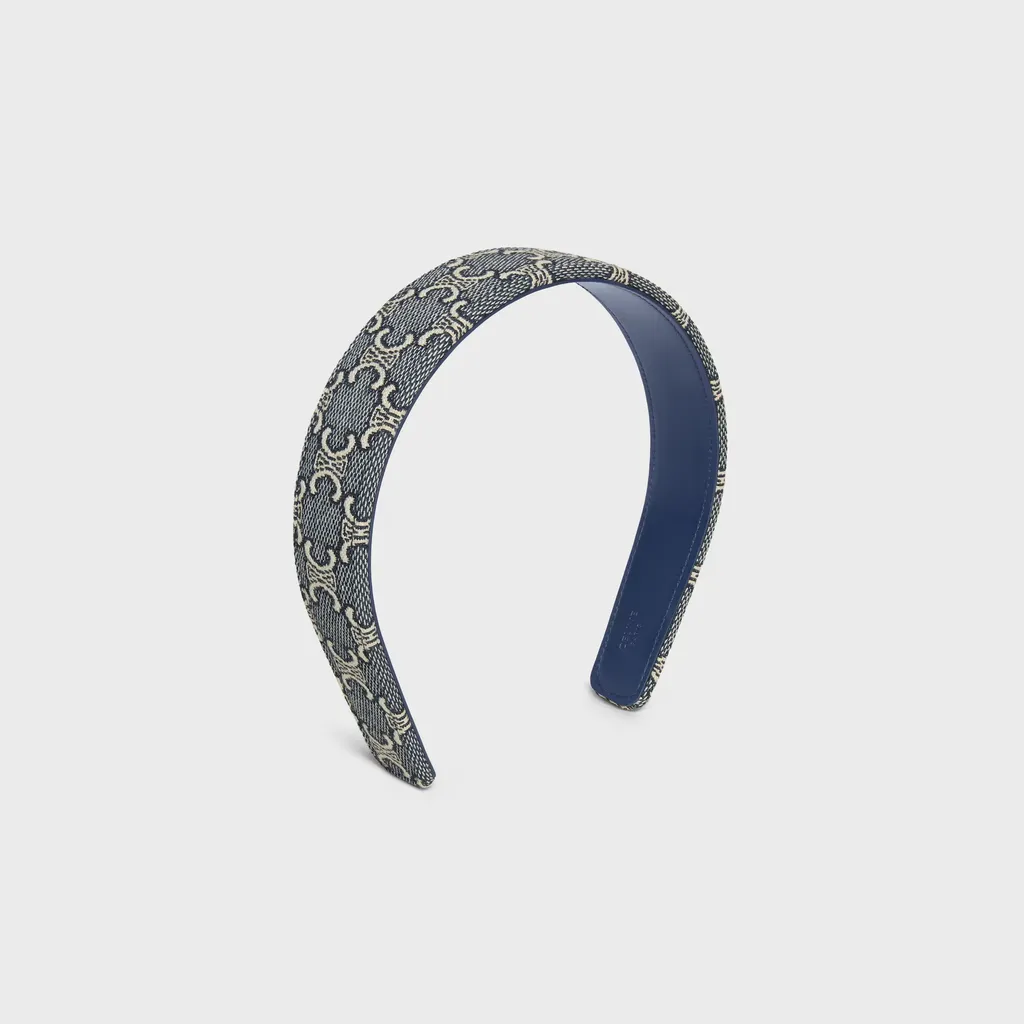 Celine Jacquard Triomphe Headband In Cotton, Polyamide, Polyester And Calfskin