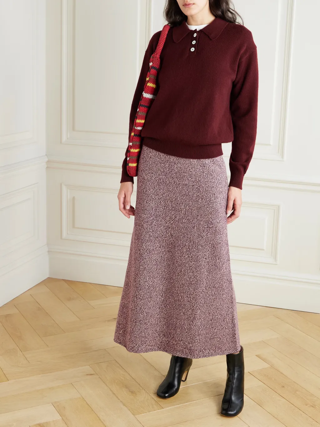 Marl Cashmere Midi Skirt