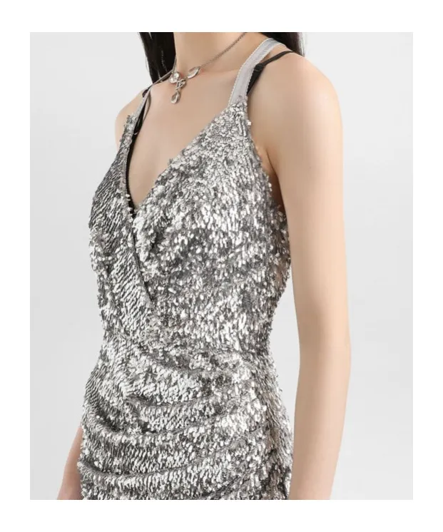 Sequin Crossover Dress
