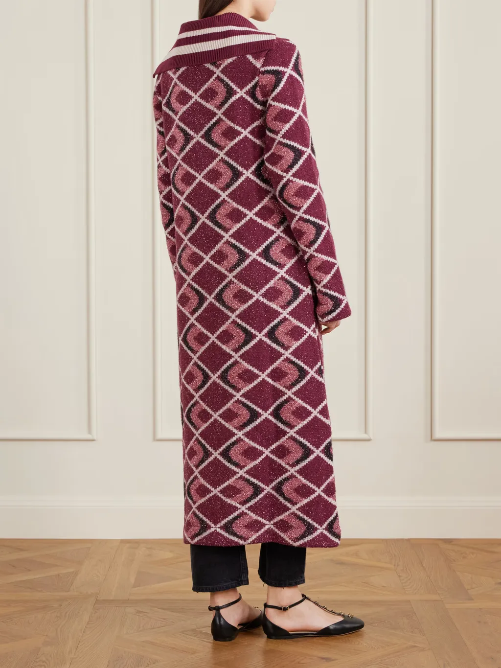 Jacquard Long Knit Cardigan