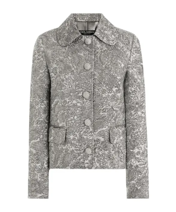 Floral Jacquard Single-Breasted Jacket