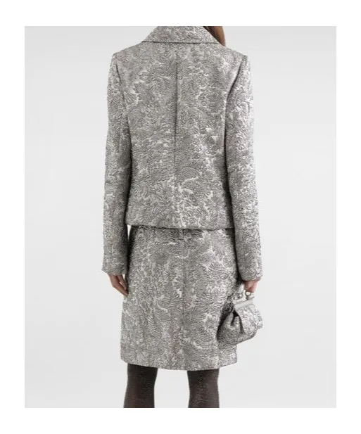 Floral Jacquard Single-Breasted Jacket