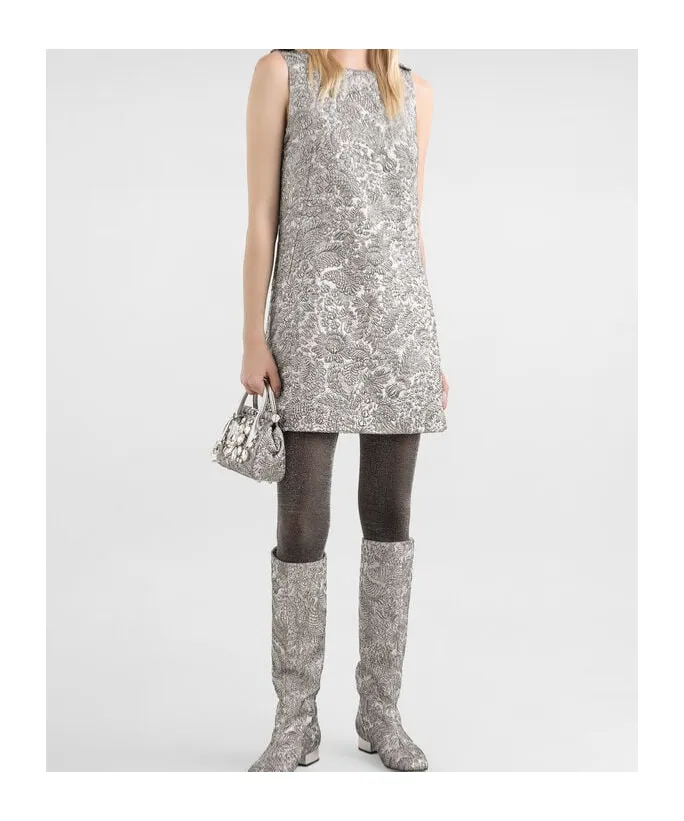Floral-Jacquard Mini Dress