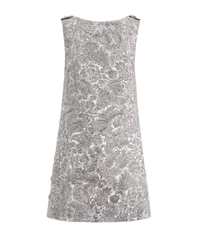 Floral-Jacquard Mini Dress