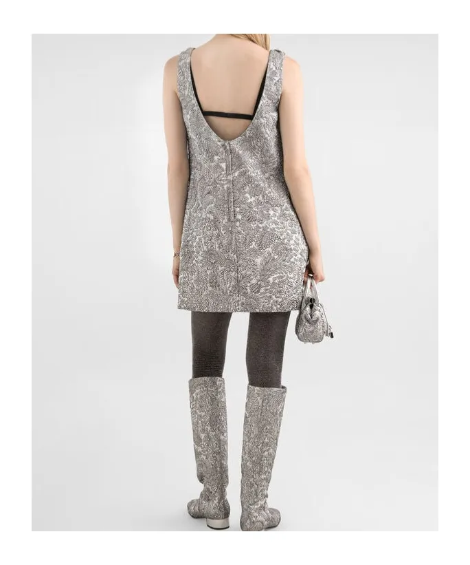 Floral-Jacquard Mini Dress