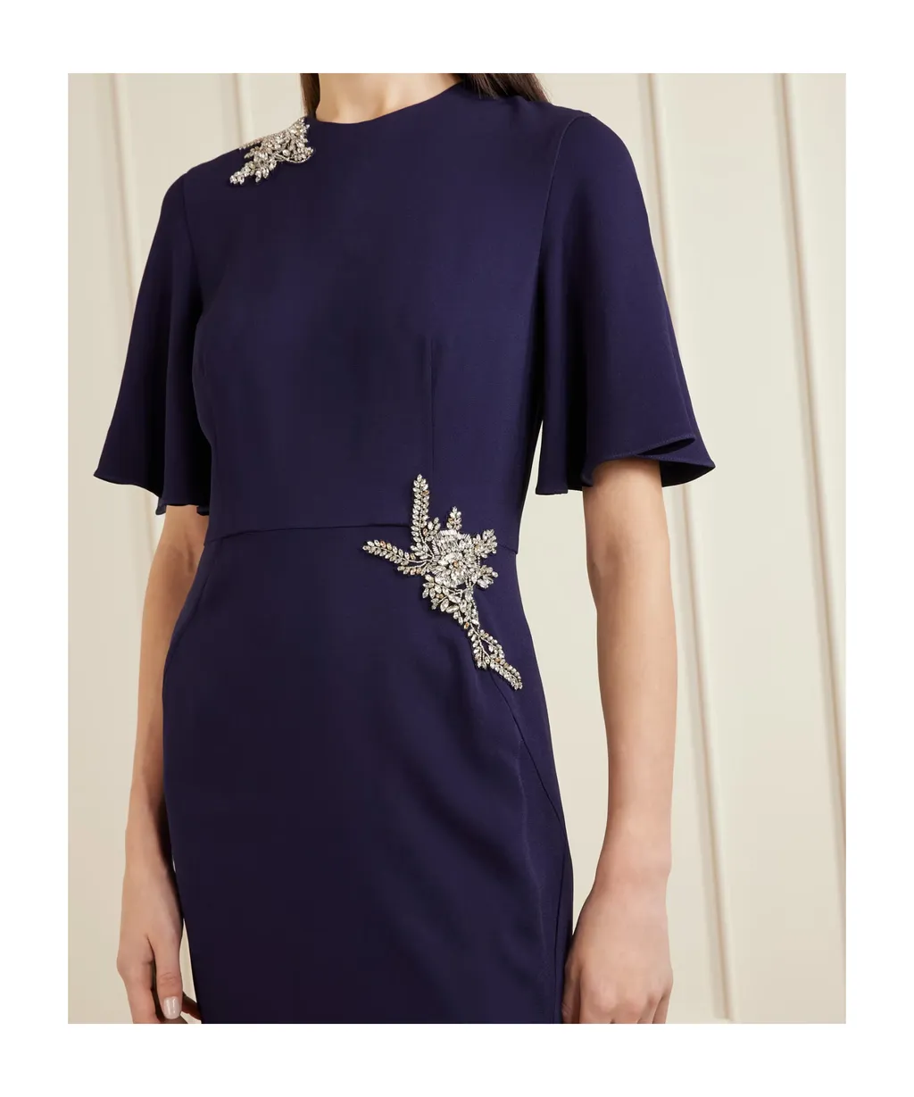 Embellished Short-Sleeve Midi Dress