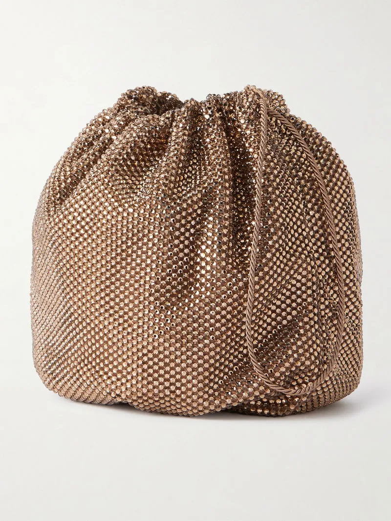 Crystal-Embellished Mesh Pouch