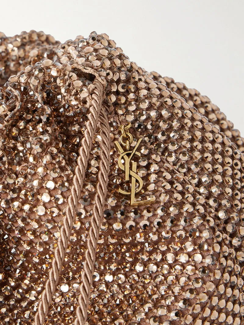 Crystal-Embellished Mesh Pouch