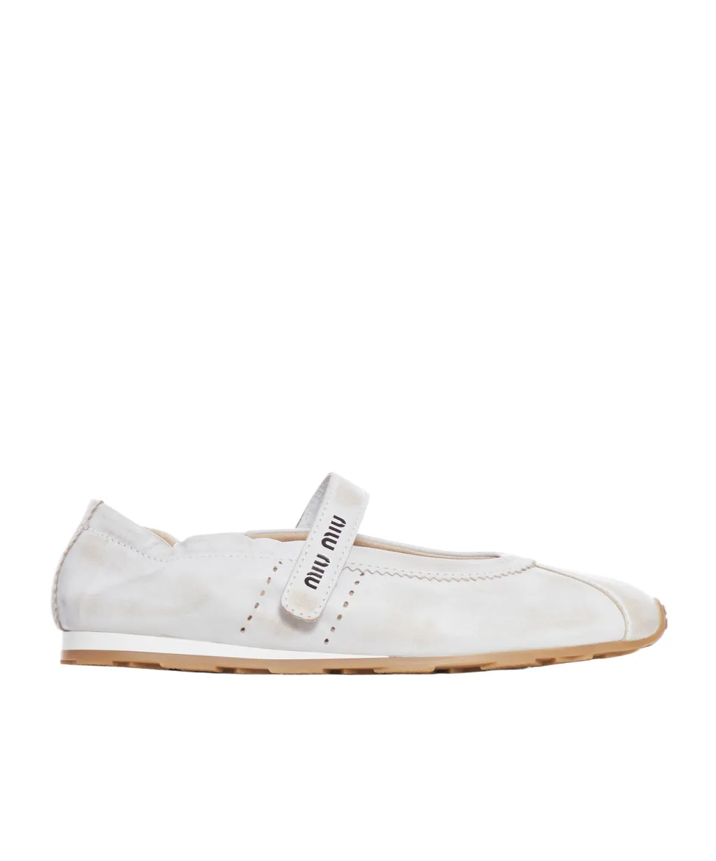 Miu Miu Round-Toe Strap Ballet Flats