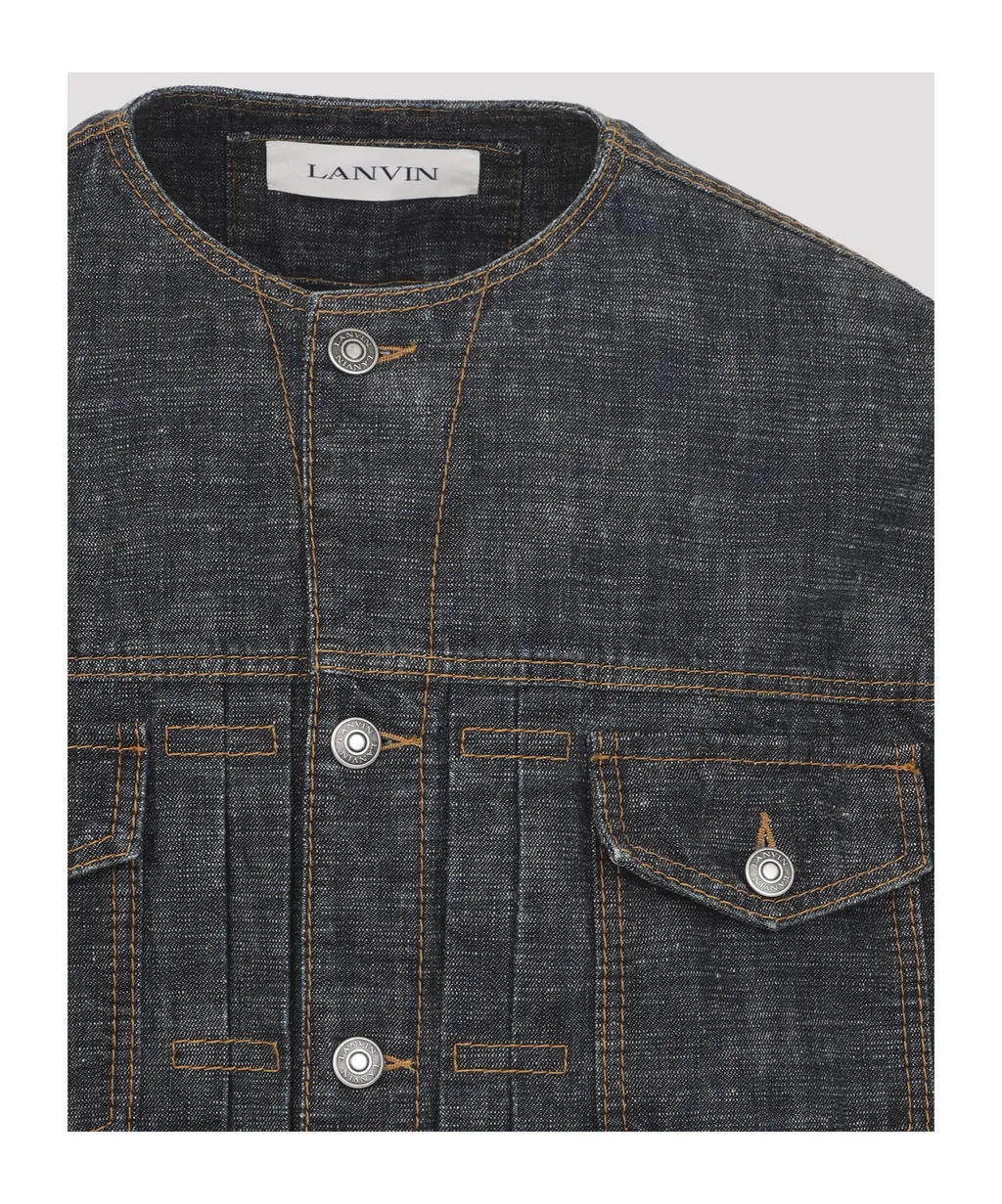 Lanvin Crewneck Buttoned Denim Jacket