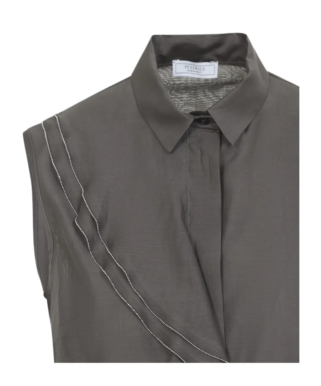 Draped-Detail Sleeveless Blouse