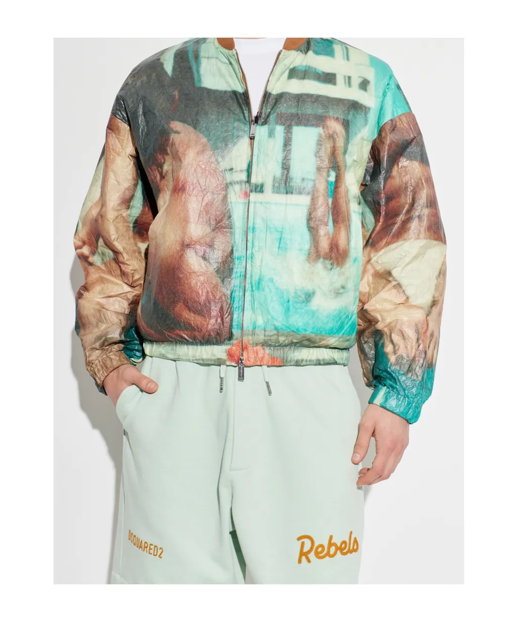 Dsquared2 Abstract-Print Zipped-Up Bomber Jacket