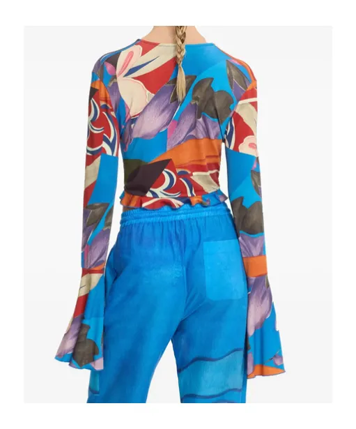 Floral Print Tie-Front Blouse