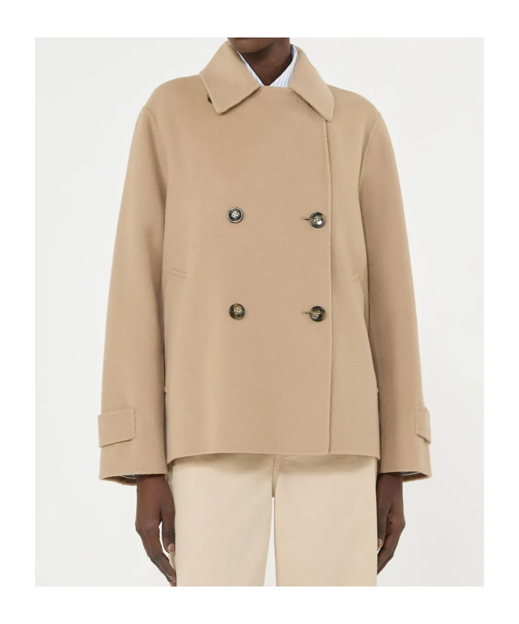 Double-Breasted Wool Blend Coat