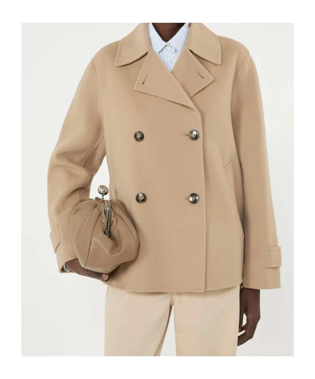 Double-Breasted Wool Blend Coat