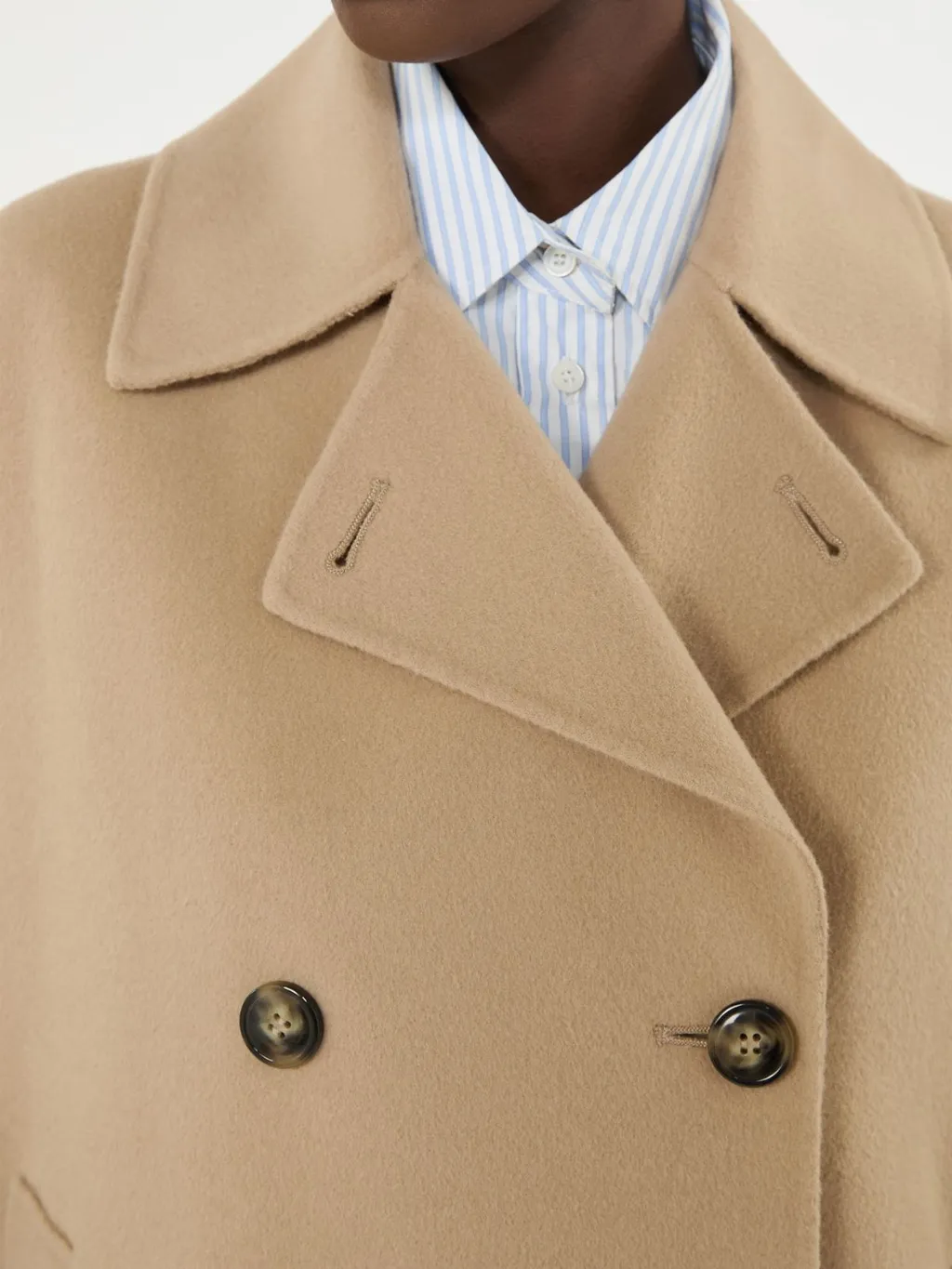 Double-Breasted Wool Blend Coat