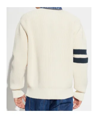 Dsquared2 Striped Sleeve Ribbed-Knit Polo Shirt