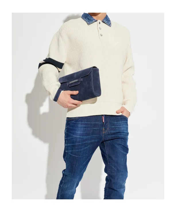 Dsquared2 Striped Sleeve Ribbed-Knit Polo Shirt