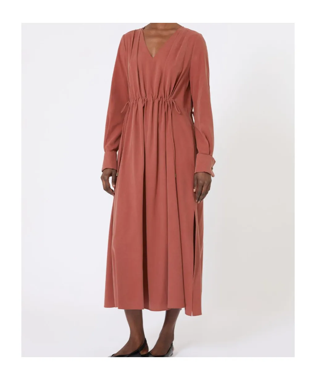 Washed Silk Canvas Dress - Terra Cotta